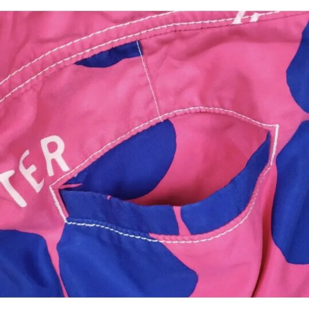 Hollister Board Shorts Mens Pink Blue Hawaiian Tropical Floral Swim Trunks Large